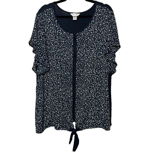 2/$30 CJ Banks Tunic Top Blouse Size 2X Stars Celestial Stretch Office Casual - Picture 1 of 11